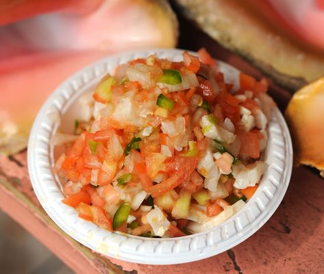 Recipe: Conch Salad Conch Salad Recipe, Bahamas Home, Conch Recipes, Pescatarian Recipes Healthy, Bahamian Food, Conch Salad, Ceviche Recipe, Couscous Recipes, Pescatarian Recipes