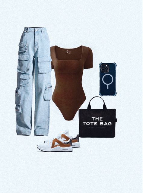 Brown Bodysuit Outfit Jeans, Brown Body Suit Outfit, Body Suit And Jeans Outfits, Brown Bodysuit Outfit, Bodysuit And Jeans Outfits, Brown Nike Shoes, Bodysuit Outfit Jeans, Body Suit Outfit, Jeans Tote Bag