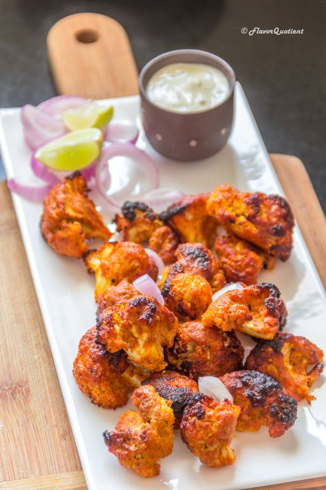 Tandoori Cauliflower Tandoori Cauliflower, Tandoori Recipes, Indian Appetizers, Tandoori Masala, Tasty Snacks, Cauliflower Bites, Indian Food Recipes Vegetarian, Snacks Recipes, Cauliflower Recipes