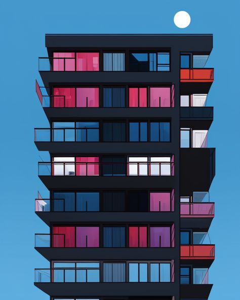 Apartment Building Illustration, City Building Illustration, Stories Graphic Design, Building Digital Art, Dark Architecture, Illustration Building, Easy Hand Drawings, Illustration City, Cartoon Ideas