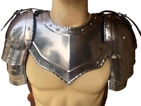 Nauticalmart Medieval Gothic Gorget with Pauldrons -Medieval Iron Gorget Spaulders Arm Shoulder Set | Viking Crusader Pauldrons Steel Handmade Neck Protector | SCA LARP Knight Metal Shoulder Guard Pauldron Armor, Larp Knight, Shoulder Guard, Medieval Decor, Medieval Gothic, Larp Armor, Shoulder Armor, Medieval Armor, Medieval Knight