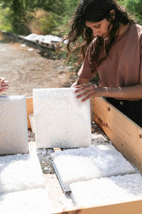 Could Salt Be a Material of the Future? Innovating with Crystallized Salt Panels | ArchDaily Sandstone Texture, Salt Art, Architectural Scale, Basin Unit, Material Science, Salt Crystal, Material Design, Natural Materials, Innovation Design