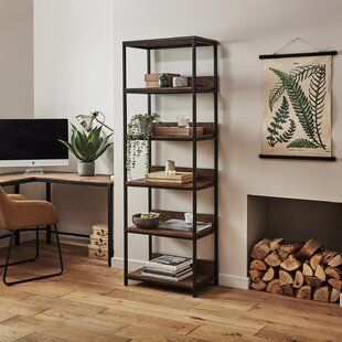 Canora Grey Bookcase | Wayfair.co.uk Low Wide Bookcase, Minimalistic Furniture, Industrial Bookcase, Style Bookcase, Wide Bookcase, Laura James, Large Bookcase, Industrial Bookcases, Tall Bookcase