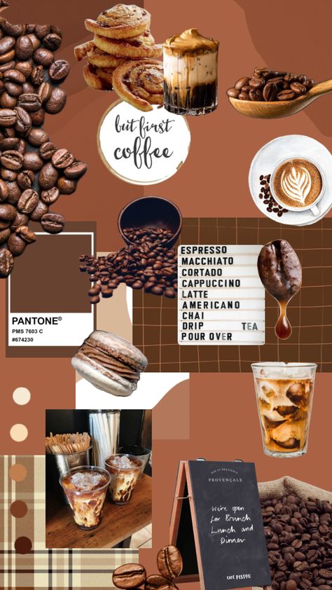 Mood board 1 #coffee #coffeeaesthetic #coffeeshop #wallpaper #food #brown #brownaesthetic #brownacademia #browntheme #cafe #cafeaesthetic Wallpaper Food, Brown Cafe, Cafe Branding, Coffee Truck, Coffee Obsession, Brown Aesthetic, Coffee Cafe, Cafe Food, Food Truck