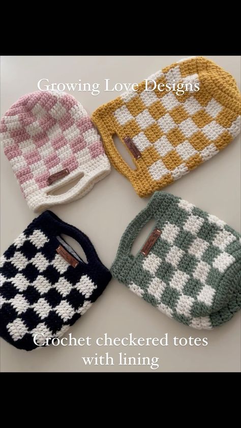 Crochet Checkered, Checkered Bag, Crochet Plant, Marc Jacobs Tote, Crochet Home Decor, Checker Print, Crochet Tote Bag, Crochet Tote, Crochet Basket