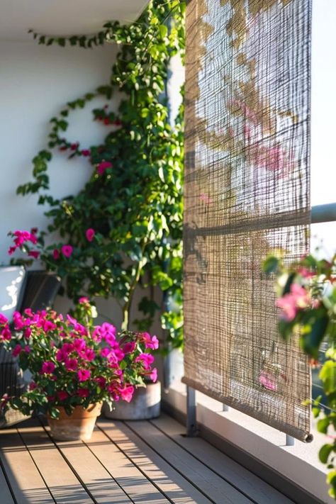 Balcony Privacy Screen Ideas for Cozy Outdoor Spaces Apartment Balcony Decorating Privacy, How To Create Privacy On Balcony, Privacy Screen For Balcony, Front Porch Privacy Screen Ideas, Balcony Privacy Screen Ideas, Terrace Privacy Ideas, Cool Balcony Ideas, Balcony With Curtains, Balcony Screening Ideas