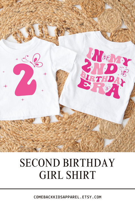 Celebrate your little one's 2nd birthday in style with this adorable In My 2nd Birthday Era girl birthday shirt. Perfect for the birthday girl to stand out on her special day!  | Matching Family outfits | Graphic tees | Family clothing | Graphic tee design | Matching shirts | Casual outfits | Stylish tops | Casual tops | Baby outfit | Women tee | Cotton Tee | Birthday outfit | Birthday shirts | Kids clothing | Outfits Graphic Tees, Second Birthday Girl, Outfits Stylish, Outfit Birthday, Birthday Girl Outfit, Birthday Girl Shirt, Second Birthday, Graphic Tee Design, Two Year Olds