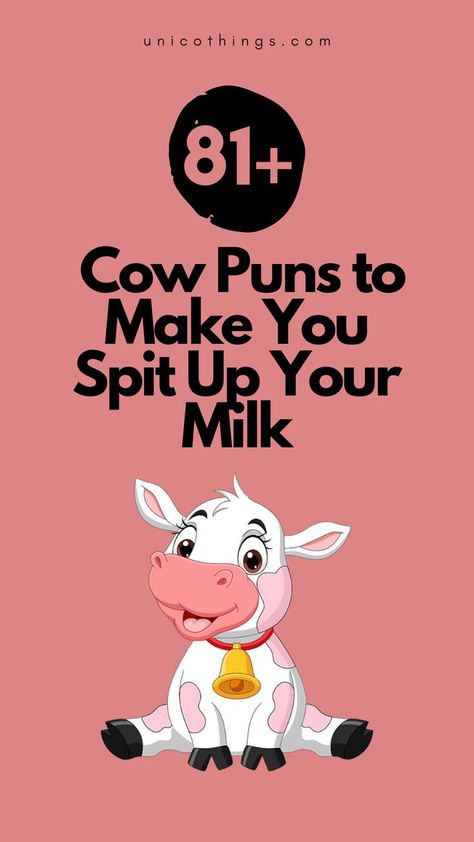 Check out these cow puns that will put a smile on your face and milk your funny bone. Milk Puns, Funny Cow Pictures, Cow Puns, Witty Comebacks, Funny Cow, Cow Pictures, Cow Bones, Cute Dog Photos, Cows Funny