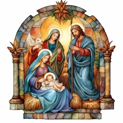 Premium AI Image | A painting of a nativity scene with a baby jesus and three angels generative ai Nativity Scene Pictures Free Printable, Nativity Scene Painting, Nativity Scene Pictures, Scene Pictures, Roman Catholic Art, Nativity Painting, Jesus Son, Three Angels, Nativity Scenes