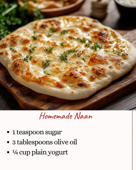 Homemade Naan, Naan Recipe, Plain Yogurt, Instant Yeast, Naan, Ingredients Recipes, Yeast, Warm Water, Olive Oil