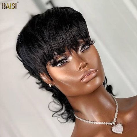 Mullet Wig, Short Curly Pixie, Burmese Hair, Hair Colorful, Brazilian Hair Wigs, Curly Pixie Cuts, European Hair, Remy Human Hair Wigs, Curly Human Hair Wig