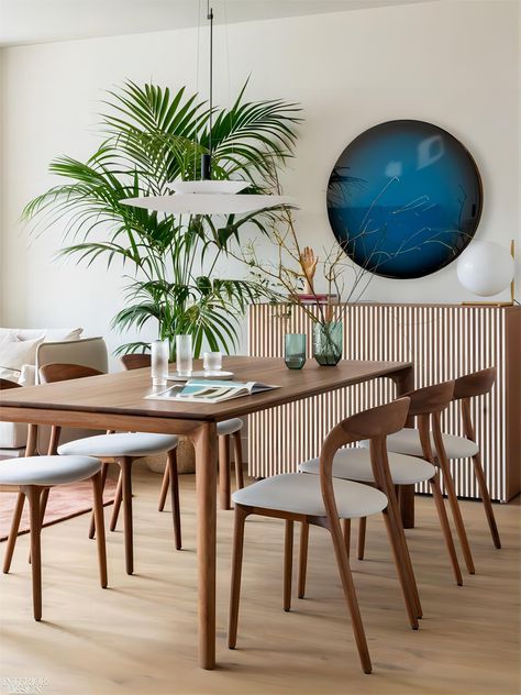 Dining Room Chair Ideas, Dinning Room Inspiration, Industrial Wood Dining Table, Dining Room Table Lamps, Table With Chairs, Modern Dining Room Chairs, Dining Room Paint Colors, Dining Interior, Dining Room Paint