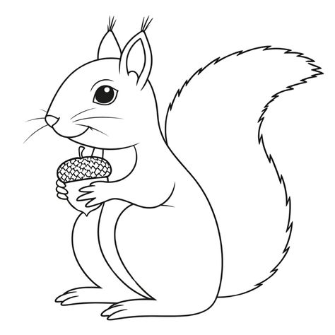 A charming coloring book depicting a squirrel holding acorns, perfect for young artists and nature lovers. Coloring this squirrel is a great way to develop manual skills and creativity in children, as well as to introduce them to the subject of forest animals. Perfect for learning to concentrate and having fun discovering the natural world! Squirrel Craft, Squirrel Coloring Page, Squirrel Tattoo, Squirrel Pictures, All About Me Preschool, Squirrel Art, Work Fun, Animals Coloring, A Squirrel