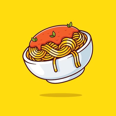 Catalyststuff | Freepik Cartoon Spaghetti, Spaghetti With Tomato Sauce, Cute Spaghetti, Spaghetti Noodles, Vector Icons Illustration, Illustration Food, Psd Icon, Flat Vector, Icon Illustration