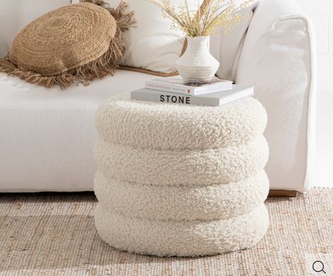 Sherpa Bedroom, Sherpa Decor, Sherpa Ottoman, Neutral Textures, Diy Pouf, Room Revamp, Small Ottoman, Neutral Room, Sherpa Fabric