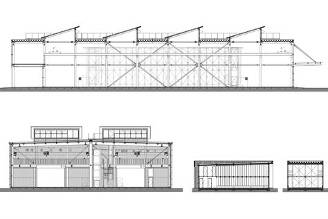 Gallery of Matsui Archmetal Maizuru Factory / Kenzo Makino & Associates - 16 Factory Roof Design, Steel Roof Design, Factory Architecture Industrial Facade, Factory Plan, Industrial Roofing, Industry Architecture, Train Station Architecture, Factory Architecture, Steel Roof