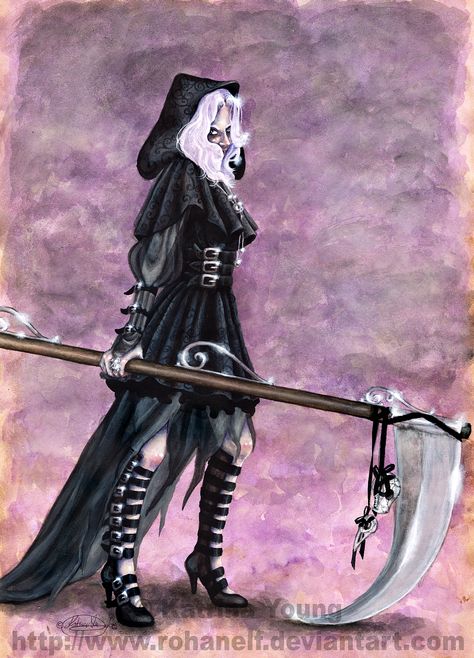 grim reaper costume - like the skulls hanging from scythe Grim Reaper Costume Female, Horror Movie Duos, Grim Reaper Cosplay, Grim Reaper Makeup, Grim Reaper Halloween Costume, Female Grim Reaper, Queer Prom, Movie Duos, Grim Reaper Costume