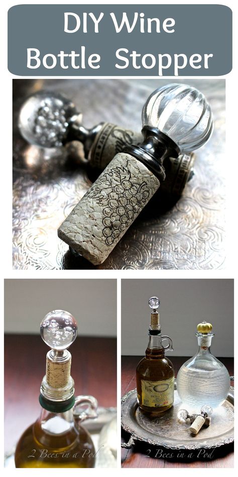 DIY Wine Bottle Stopper - perfect gift idea for housewarming, Christmas, dinner party 2 Bees in a Pod Diy Wine Bottle, Wine Crafts, Wine Bottle Project, Cork Bottle, Halloween Apothecary, Glass Bottle Diy, Wine Craft, Wine Cork Crafts, Christmas Dinner Party