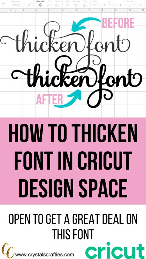 How to Thicken Font in Cricut Design Space Free Fonts For Cricut Design Space, Best Fonts On Cricut Design Space, How To Make Fonts Thicker On Cricut, Decal For Cricut Machine, Letters With Cricut, Cricut Videos For Beginners, Cute Cricut Fonts, Best Font For Cricut Vinyl, Cricut Lettering Fonts