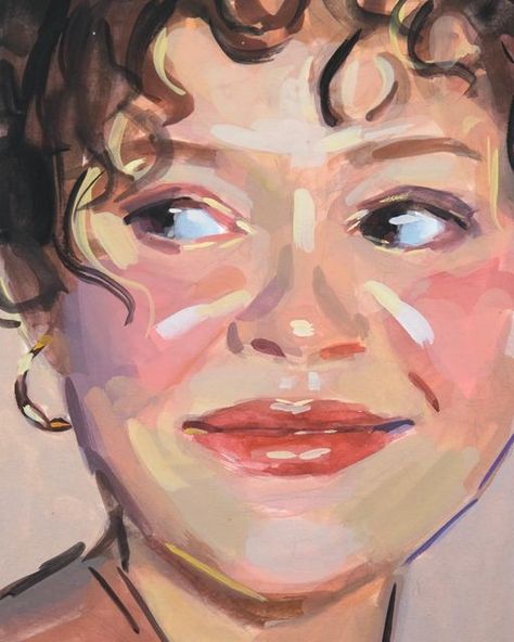 Art Inspo Gouache, Portrait Painting Gouache, Gouache Portrait Illustration, Gouache Self Portrait, Gauche Portraits, Gauche Portrait Painting, Portraits To Paint, Self Portrait Ideas Art, Self Portrait Ideas Painting