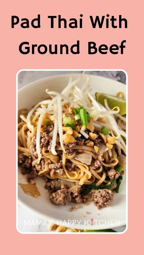 Food prices are through the roof right now! I try to cut out as much costs as possible, so this is why I created this delicious Pad Thai with ground beef recipe. Pad Thai isn't usually made with hamburger meat, so this recipe isn't "authentic" in any sense. But it is still quite yummy, and since it uses rice noodles, it is also gluten-free. (Just make sure to use gluten-free soy sauce or tamari as well.) You can cook up a whole pot of Pad Thai for a fraction of the cost. Ground Beef Pad Thai Recipe, Ground Beef Rice Noodle Recipes, Ground Beef Pad Thai, Thai Hamburger Recipe, Asian Ground Beef And Rice, Pad See Ew Recipe Beef, Beef Pad See Ew, Thai Dinner Recipes, Pad Thai Noodles