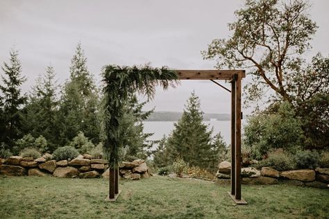 Arbor With Greenery Wedding, Pine Wedding Arch, Evergreen Wedding Arch, Cedar Wedding Arch, Cedar Wedding Decor, Wedding Arch Forest, Shire Wedding, Arch Greenery, Winter Wedding Arch