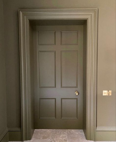 Khaki Green Paint, Khaki Paint, Joanna Plant, Khaki Interior, Khaki Walls, Tyler Hill, Hallway Paint Colors, Cottage House Interior, Basement Painting