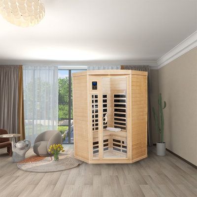 Exercise is hard to keep up, so let's take a sauna! Multiple exercise options in one sauna room. Relax and improve your quality of life. Relieve fatigueRelieve stressImprove metabolismImprove skin characterBoost the immune system | Healthomse 4 - Person Indoor Bluetooth Compatible FAR Infrared Sauna in Hemlock in Brown, Size 75.2 H x 47.3 W x 47.3 D in | Wayfair Portable Infrared Sauna, Far Infrared Sauna, Canadian Hemlock, Dry Sauna, Indoor Sauna, Zen Room, Sauna Room, Infrared Sauna, Wood Detail