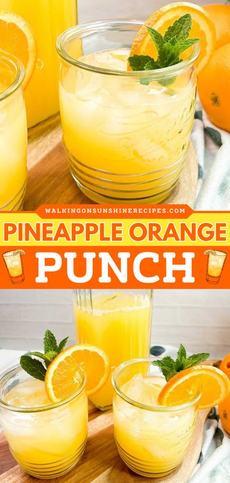 Orange Juice Sprite Punch, Orange Juice Ginger Ale Punch, Sparkling Orange Juice, Pineapple Sprite Punch, Orange Pineapple Juice Recipe, Orange Juice Punch Recipes, Orange Non Alcoholic Punch, Brunch Juice Ideas, Punch With Pineapple Juice And Sprite