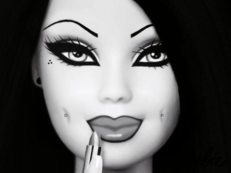 Chola Barbie. hahaha badass. Hair And Makeup, We Heart It, Lost, Black And White, Makeup, Hair, White, Black, Make Up