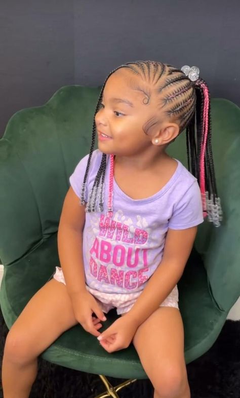 Natural Hairstyles For Black Kids, Rubber Band Hairstyles For Kids, Kids Cornrow Hairstyles, Band Hairstyles, Black Baby Girl Hairstyles, Pink Braids, Baby Girl Hairstyles Curly, Daughter Hairstyles, Toddler Braided Hairstyles