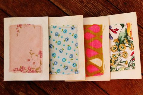 homemade stationary. Fabric Thank You Cards, Diy Stationery Set, Fabric Upcycle, Diy Note Cards, Handmade Stationary, Clutch Tutorial, Diy Stationary, Illustration Tutorial, Upcycle Ideas