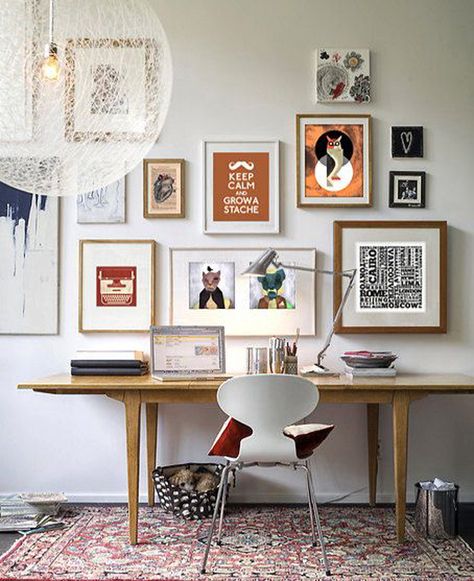 37 Cool Workspace Wall Decor Ideas That Will Give Spirit | Home Design And Interior Dining Carpet, Wood Marble, Workspace Inspiration, Set Decor, Furniture Trends, Office Workspace, Table Chair, House Room, Art Colorful