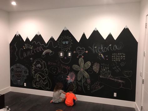 Playroom Chalkboard Wall Art, Chalkboard Paint Playroom, Chalkboard Wall Ideas, Kids Play Room With Chalk Board, Chalk Board Walls Kids, Chalkboard Wall Kids, Chalkboard Wall Playroom, Chalkboard Paint Wall, Unicorn Rooms