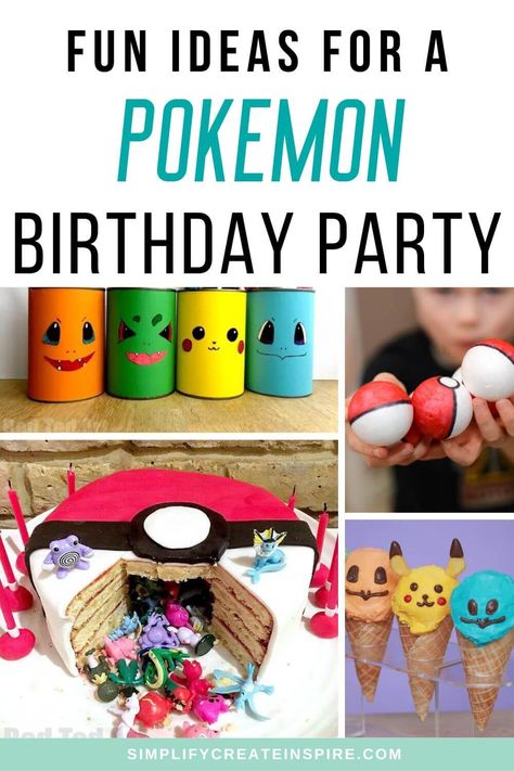 Are you looking for some cool Pokemon birthday party ideas? Well, you've come to the right place! Find ideas for throwing a pokemon-themed birthday party that will please any upcoming Pokemon trainer. From Pokemon decorations and Pokemon food to Pokemon games and activities, it's going to be a celebration of epic proportions! Including DIY Pokemon party ideas and things you can buy to create your epic Pokemon party. Pokemon Themed Activities, Pokemon Party Game Ideas, Pokémon Birthday Ideas Games, Pokemon Cake Ideas Diy, Eevee Party Ideas, Pokemon Birthday Activities, Pokemon Centerpieces Diy, Pokemon Birthday Diy, Pokémon Party Games