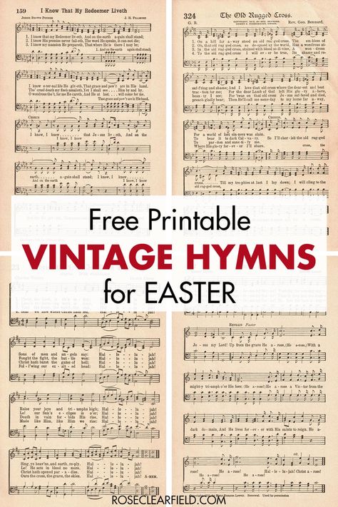 27 FREE printable vintage hymns sheet music for Easter! Perfect for bulletins/worship inserts, choir books, and DIY holiday projects. #printablehymns #Easterhymns #Eastersheetmusic Easter Hymns, Diy Easter Cards, Printable Hymns, Seasonal Printables, Sheet Music Crafts, Hymn Sheet Music, Church Songs, Holiday Diy Projects, Folder Labels