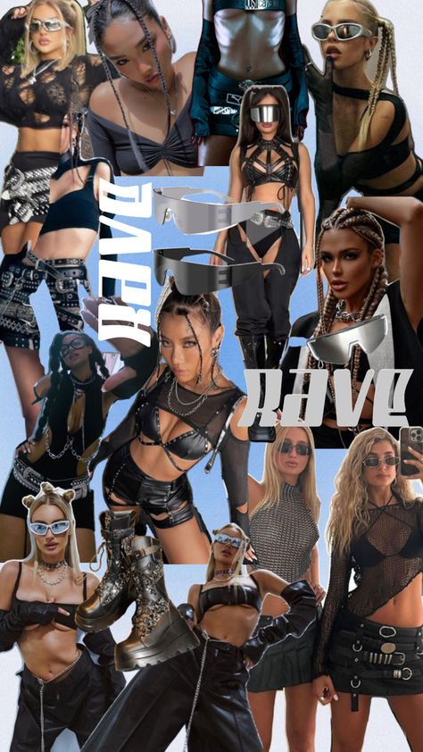 Rave girls outfit inspo Black belts Rave Aesthetic Outfit, Hard Summer Outfit, Best Festival Outfits, 2023 Festival Outfits, Rave Outfits Black, Summer Rave Outfits, Rave Outfits Diy, Black Rave Outfits, Techno Rave Outfit