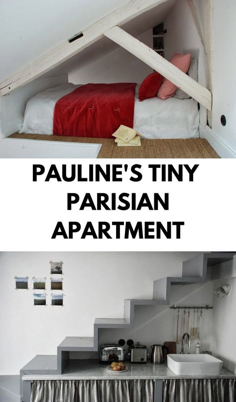 Tiny Mezzanine, Small Loft Apartment Studio Apt Tiny Spaces, Mini Studio Apartment Small Spaces, Mezzanine Loft Bedroom, Mezanine Interior Design, Mezanine Interior, Mini Loft Apartment, Tiny Parisian Apartment, Tiny Loft Apartment