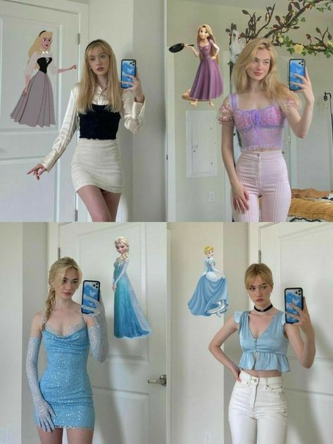 #disney #disneyprincess #modern #outfitinspo #aesthetic #aestheticoutfit Princess Outfits Disney, Kostum Disney, Disney Princess Inspired Outfits, Mode Harajuku, Disney Bound Outfits Casual, Kostum Halloween, Princess Inspired Outfits, Disney Princess Outfits, Disney Themed Outfits