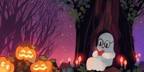 everydaylouie: “ happy halloween :) ” Louie Zong, Happy Halloween Gif, Halloween Desktop Wallpaper, Gif Background, Fall Banner, Halloween Gif, Motion Graphics Inspiration, Purple Halloween, Banner Gif