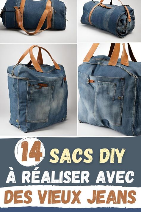 Transformez vos vieux jeans en de superbes sacs DIY avec ces 14 idées inspirantes! Découvrez des projets créatifs et écologiques qui donnent une nouvelle vie à vos vêtements usagés tout en vous permettant de créer des accessoires uniques et tendance. #DIY #SacsEnJeans #Recyclage Denim Upcycle Ideas, Reuse Jeans Diy Ideas, Sewing Denim Projects, Diy Denim Bag Old Jeans, Diy Sac En Jean, Jean Recycle Ideas, Jeans Diy Upcycle, Cheap Upcycled Denim Bags, Recycled Clothes Diy