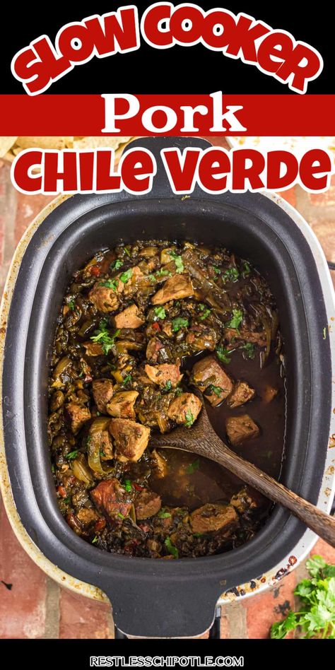 Crock Pot Green Chile Stew, Crockpot Chili Verde Pork Easy, Pork Verde Crockpot, Pork Chili Verde Crock Pot, Crock Pot Chili Verde, Chili Verde Crockpot, Slow Cooker Chili Verde, Chile Verde Pork, Pork Chile Verde