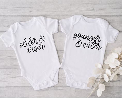 Introducing our adorable collection of baby bodysuits and toddler shirts! These charming and comfortable garments are perfect for your little ones to rock in style and comfort. Each piece is carefully crafted with love and attention to detail to ensure a delightful experience for both parent and child. 🌟 Key Features: 💜Superior softness: Made from premium, high-quality fabrics, our baby bodysuits and toddler shirts are incredibly soft and gentle on delicate skin. Your little bundle of joy will Twin Onesies Funny, Twin Baby Shower Ideas, Twins Onesies, Baby Brothers, Twin Baby Shower Gifts, Twin Pregnancy Announcement, Twin Onesies, Pregnancy Announcement Onesie, Twin Shirts