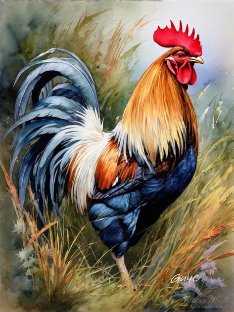 Log Painting Ideas, Rooster Art Painting, Roosters Painting, Rooster Images, Painted Rooster, Farm Animal Paintings, Rooster Wall Art, Bird Painting Acrylic, Chicken Pictures