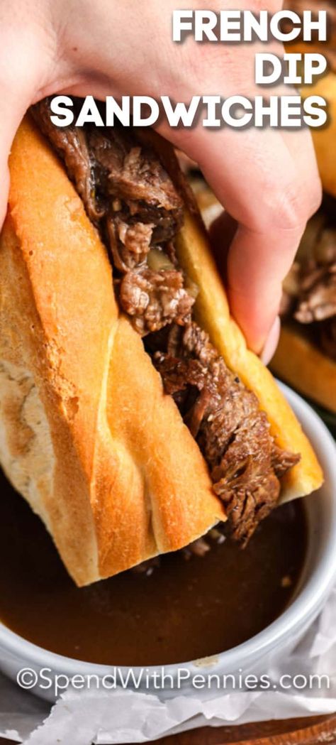 Beef Tip Sandwich, London Broil French Dip Crock Pot, Best Food For A Crowd, Homemade French Dip Sandwiches, Homemade Roast Beef Sandwiches, Things To Do With Chuck Roast, Crockpot Beef Dip, Roast For Sandwiches, Recipes Using Chuck Roast