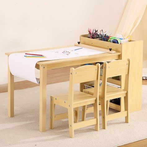 Amazon.com: HobbyField Kids Art Table with 2 Chairs, Toddler Craft Play Wood Activity Desk with Large Storage Shelves,Wood Activity Desk for Writing Drawing Suitable for Nursery & Classroom : Home & Kitchen Art Desk Kids Room, Kids Chair And Table, Spontaneous Drawing, Kids Craft Table, Eating Drawing, Toddler Desk, Table With 2 Chairs, Kids Art Table, Kids Craft Tables