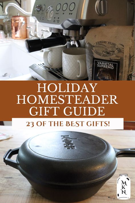 The holidays are upon us and it's time to get all those gifts for the homesteader in your life. Take it from me, a fellow homesteader, these are the top gifts that I've ever received (or bought for myself!). Everything from the cast iron in the kitchen to organizing the garden, personal care items, and more! Homesteading Gift Ideas, Intentional Christmas Gifts, Homestead Gift Ideas, Diy Practical Gifts, Homestead Gift Basket, Homesteader Gifts, Homesteading Gifts, Gifts For Homesteaders, Homestead Gifts