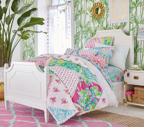 Lilly Pulitzer Organic Mermaid Cove Kids' Sheet Set | Pottery Barn Kids Tree Wallpaper Nursery, Lilly Pulitzer Bedding, Kindergarten Wallpaper, French Country Bedrooms, Interior Design Boards, Country Bedroom, Big Girl Rooms, Nursery Wallpaper