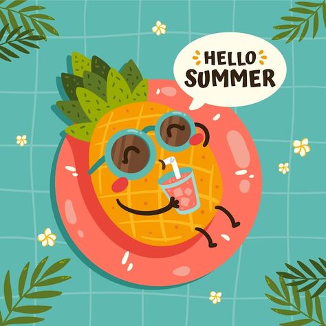 Summer Season Illustration, Summer Time Illustration, Happy Summer Holidays Images, Cute Summer Illustration, Summer Illust, Summer Illustration Art, Summer Drawing Ideas, Summer Graphic Design, June Illustration