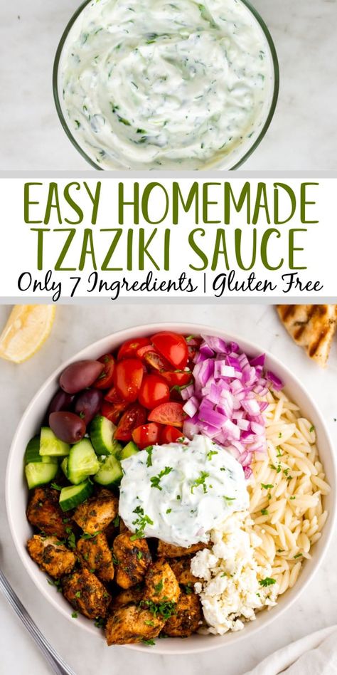 Homemade Taziki, Taziki Sauce, Tzatziki Sauce Recipe Easy, Tzatziki Sauce Recipe, Mediterranean Diet Recipes Dinners, Homemade Tzatziki Sauce, Tzatziki Recipes, Homemade Sauce Recipes, Homemade Tzatziki